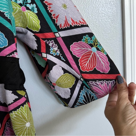 Trina Turk Maximalist Silk Linen Blend Bold Vibrant Flower Kimono Jacket 12 - Picture 5 of 7